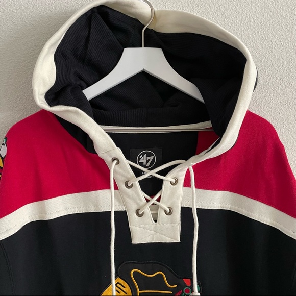 SOLD Chicago Blackhawks Superior '47 Lacer Heavy Fleece Hoodie NHL Size L Men - Picture 5 of 12